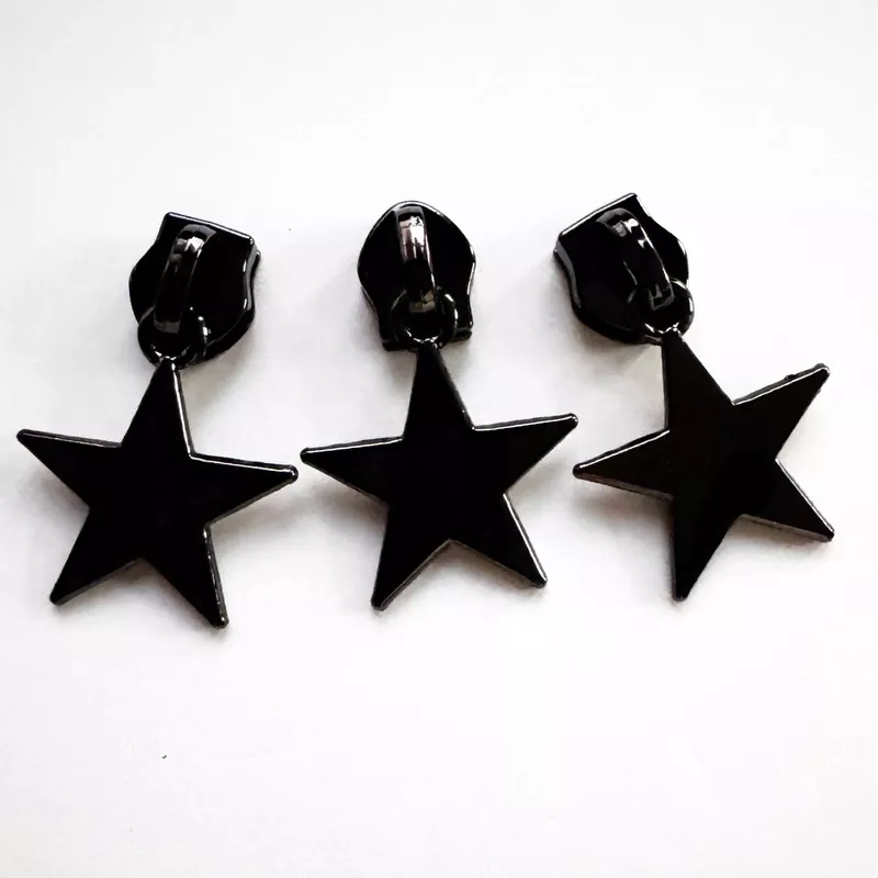 #5 Star Zipper Pulls - Pack of 3 Gunmetal Finish Non-Lock Pulls