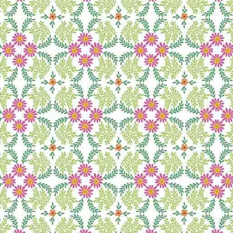 Benartex Fabrics - Color It Sunshine - Cherry Guidry - Sunshine Medallion - Pink Green - Yardage