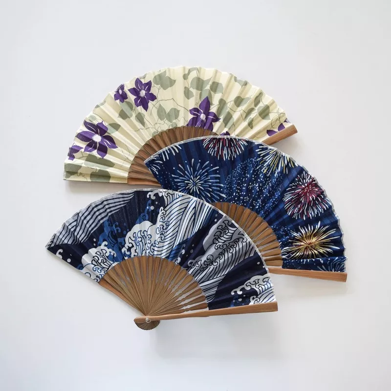 [Kokka Lifestyle] Tenugui Folding Fan Clematis