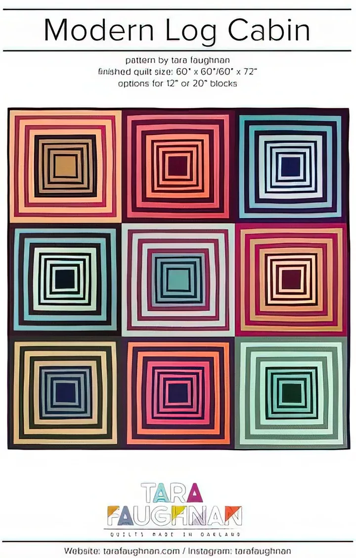Modern Log Cabin Quilt Pattern by Tara Faughnan